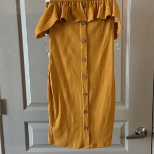 Fashion Nova Mustard Button-Down Skirt